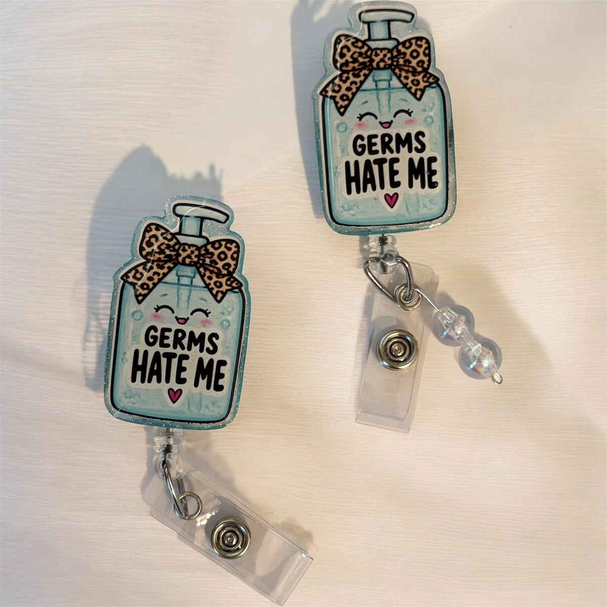 Germs Hate Me Hand Sanitizer Badge Reel | Infection Control Nurse Badge Reel | Healthcare Badge Holder