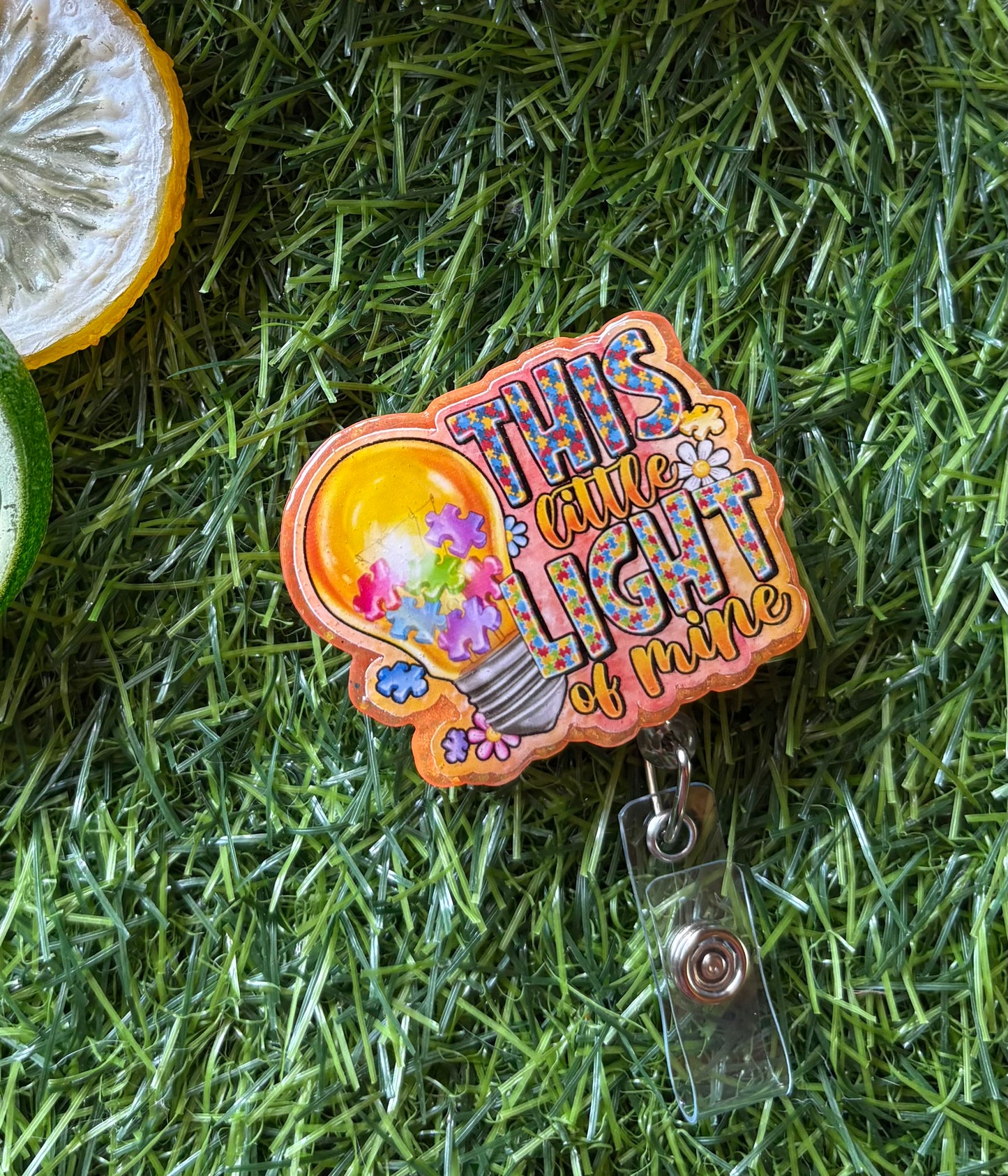 Autism Badge Reel- This Little Light of Mine Badge Reel