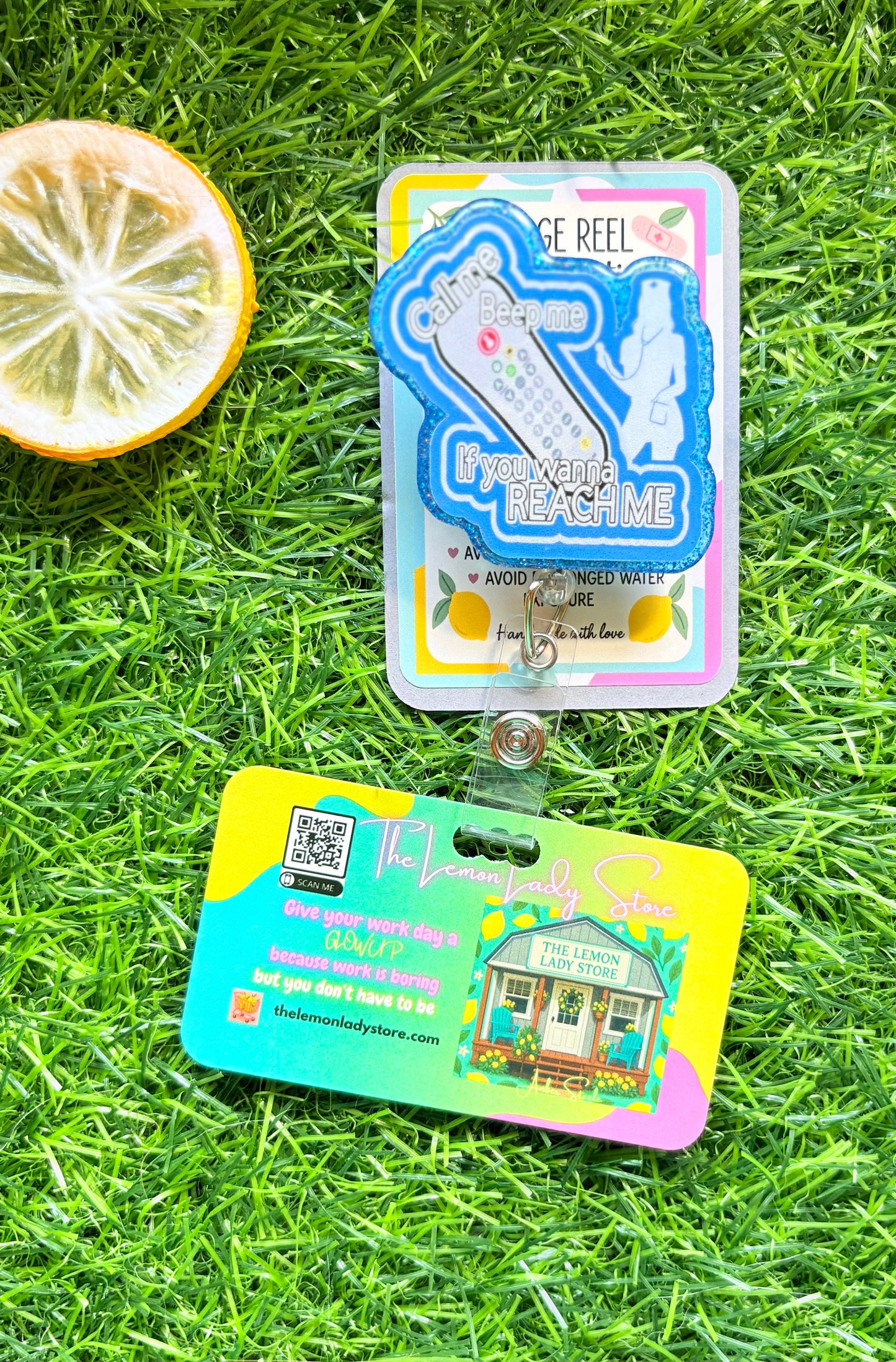 Funny Nurse Badge Reel - ER Nurse Gift - Call Me Code Blue - Cute Healthcare Worker ID Clip - Medical Badge Holder