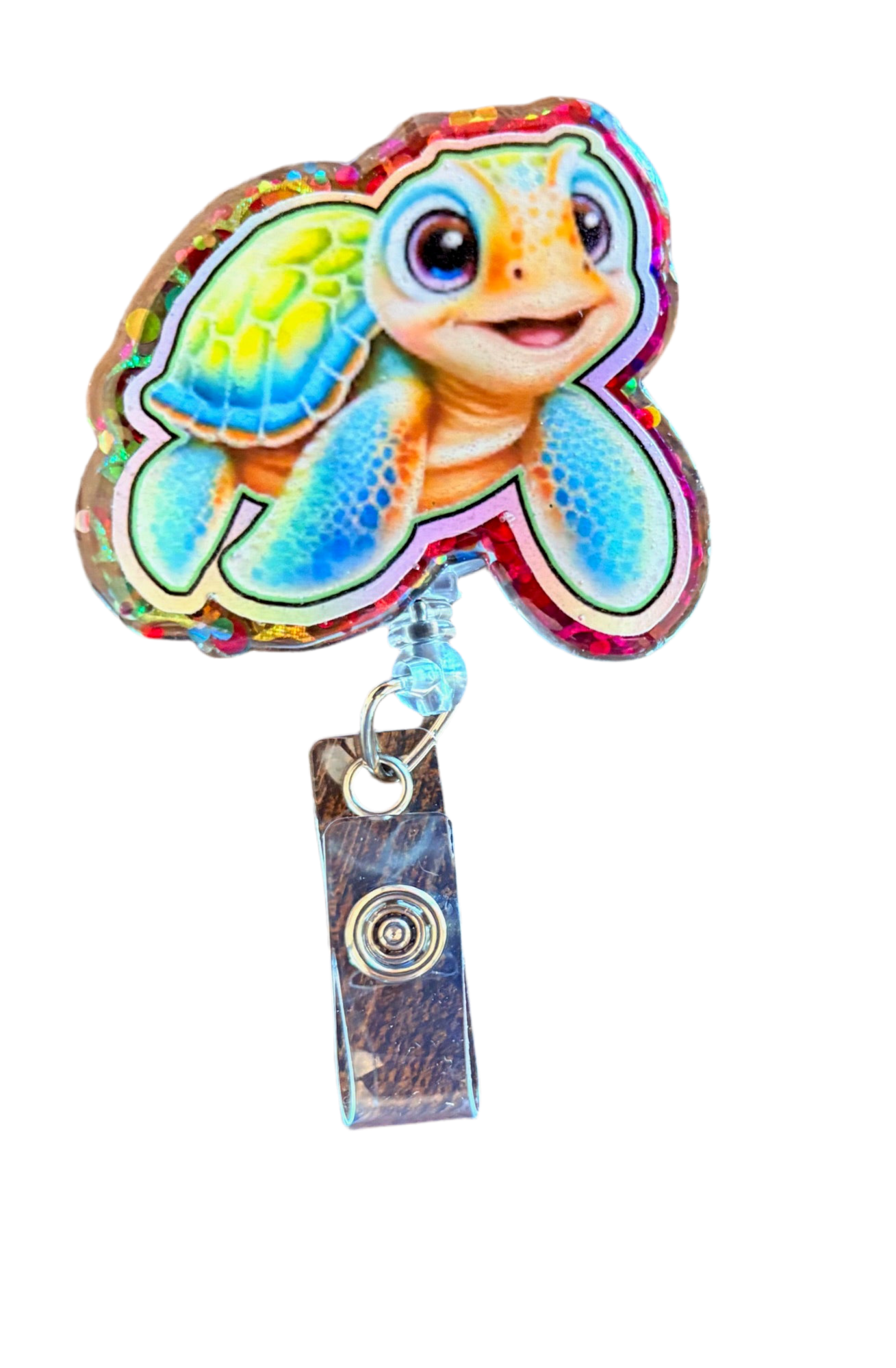 Cute Turtle Badge Reel β Colorful Retractable ID Holder with Adorable Sea Turtle Design