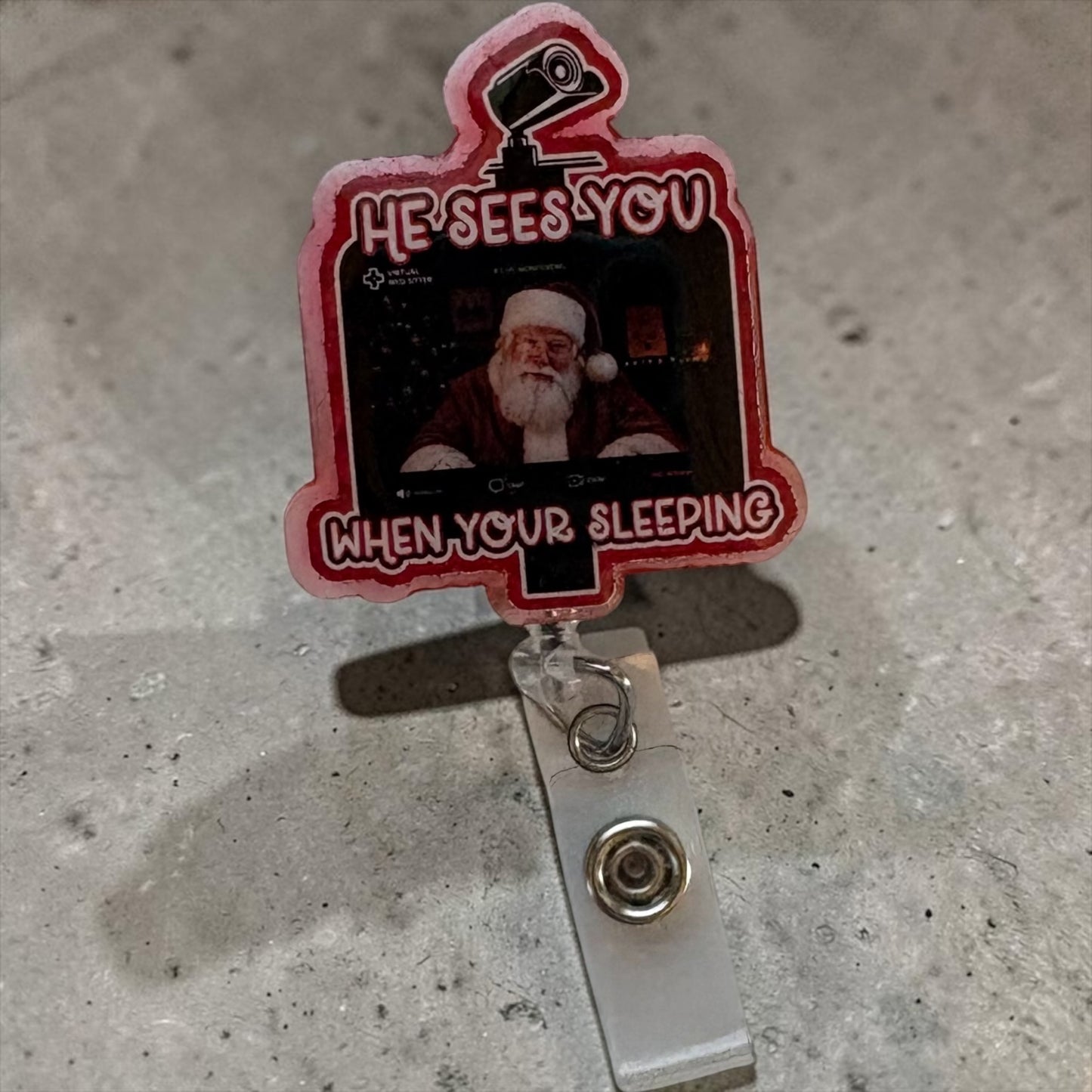 He Sees You When You’re Sleeping – Creepy Virtual Med Sitter Badge Reel | Funny Nurse ID Badge