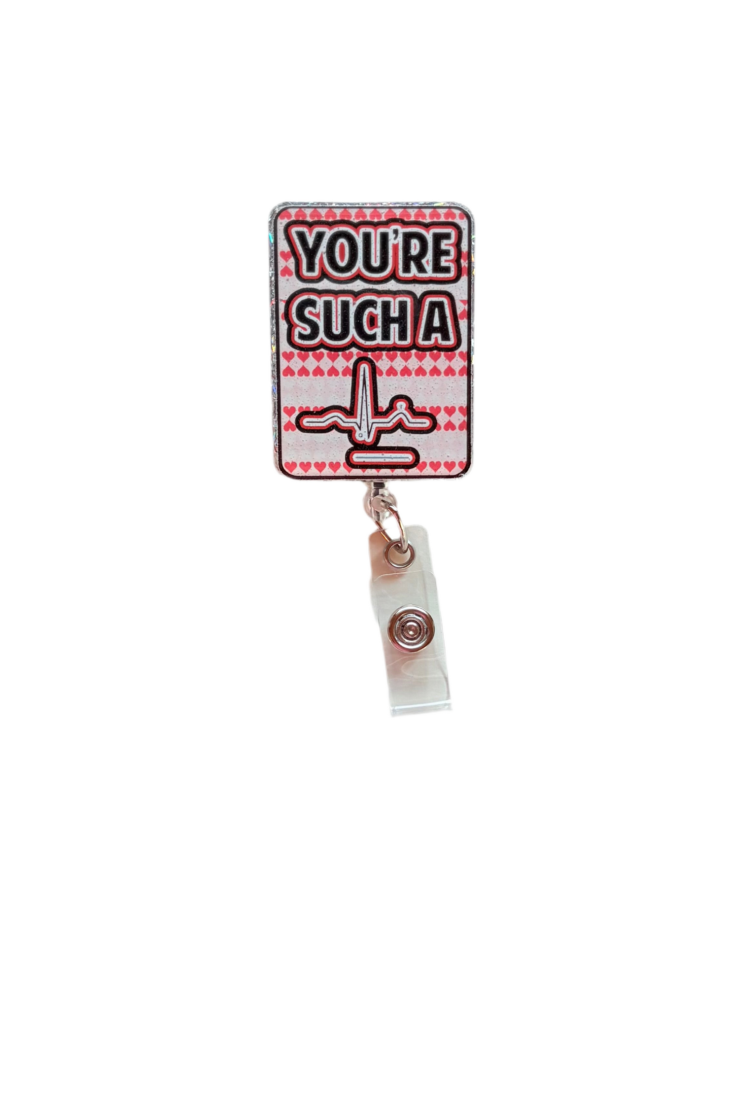 Funny Valentine’s Day EKG Retractable ID Holder