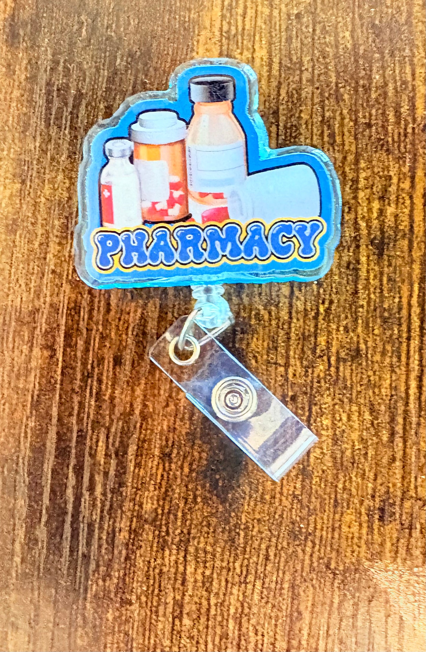 Pharmacy Badge Reel | Cute Pharmacist Badge Holder | Pill Bottle & Medicine Vial Retractable Clip