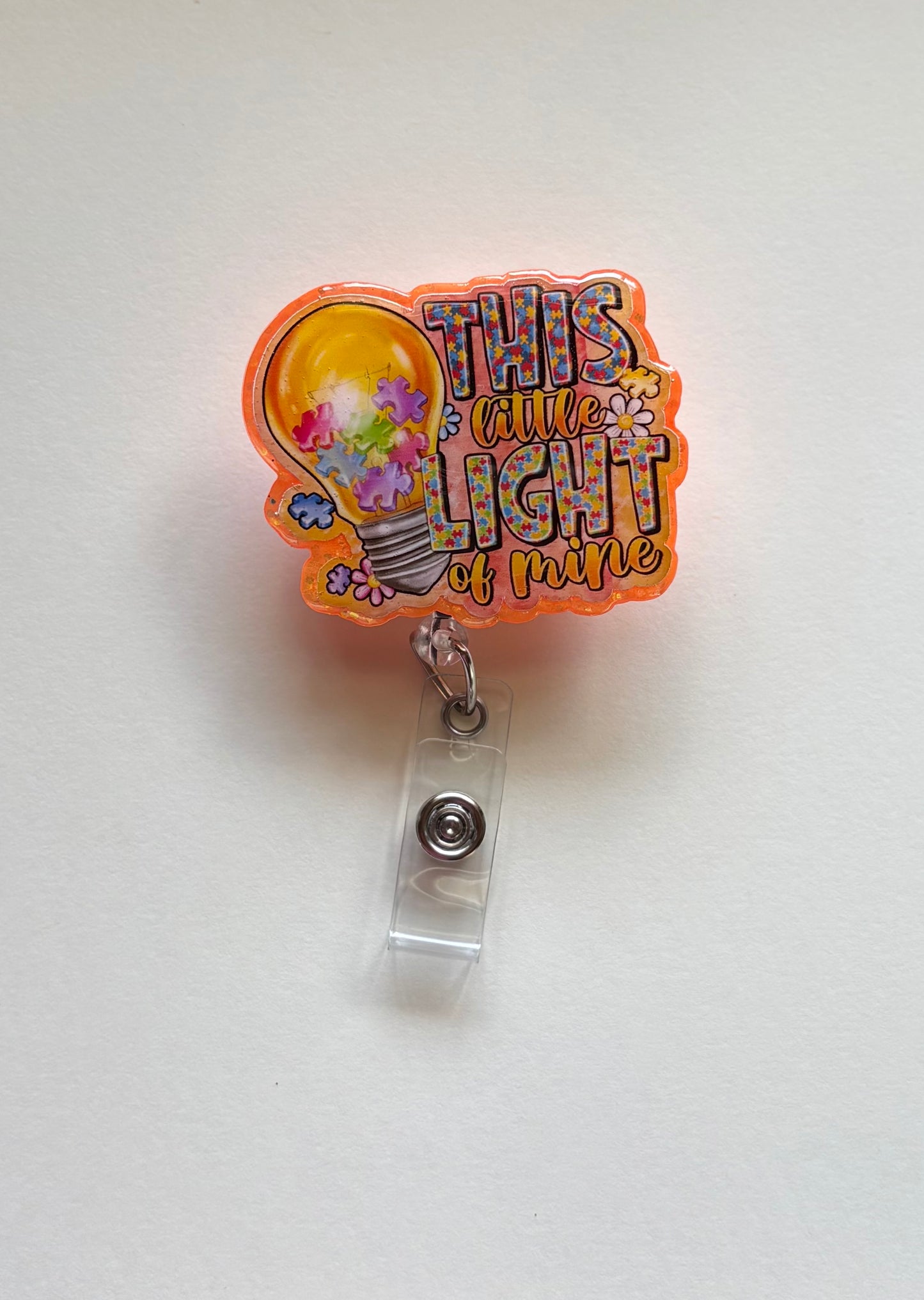 Autism Badge Reel- This Little Light of Mine Badge Reel