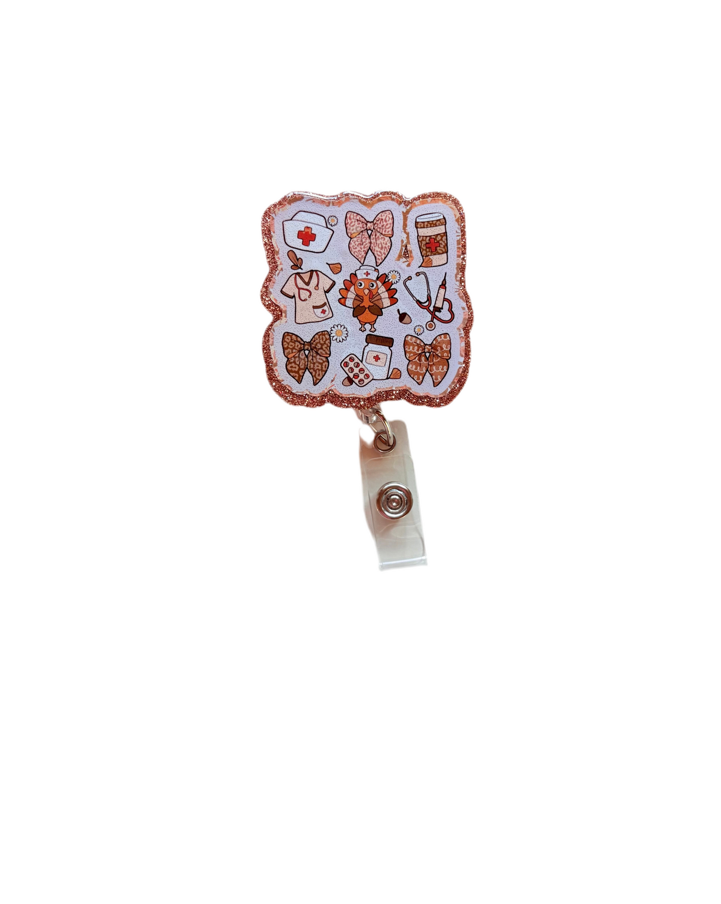 Fall Vibes Badge Reel โ Autumn Leaf Butterfly ID Holder โ Cute Seasonal Nurse Clip โ Retractable Name Tag