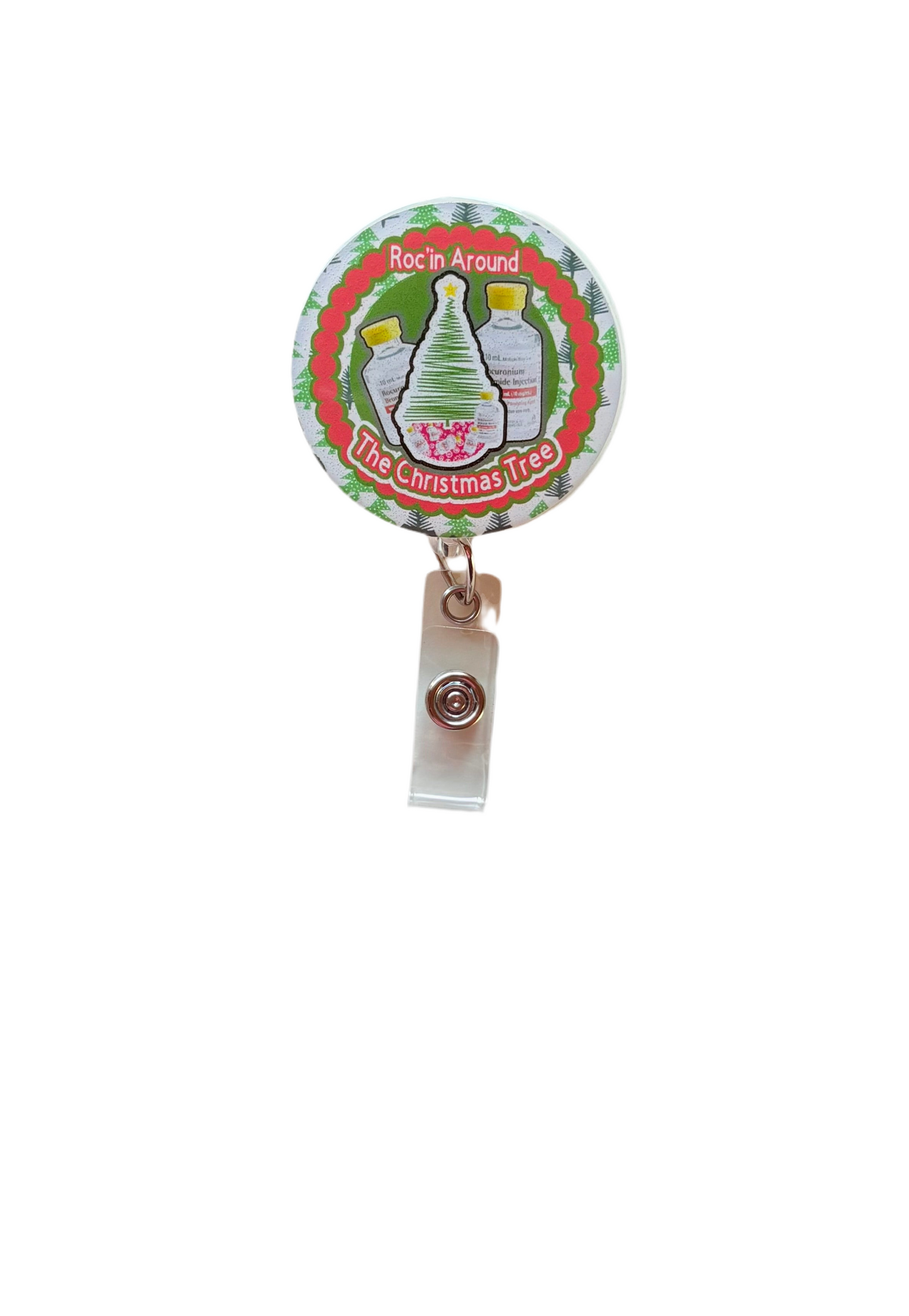 Roc’in Around the Christmas Tree Badge Reel – Funny Holiday Nurse ID Holder