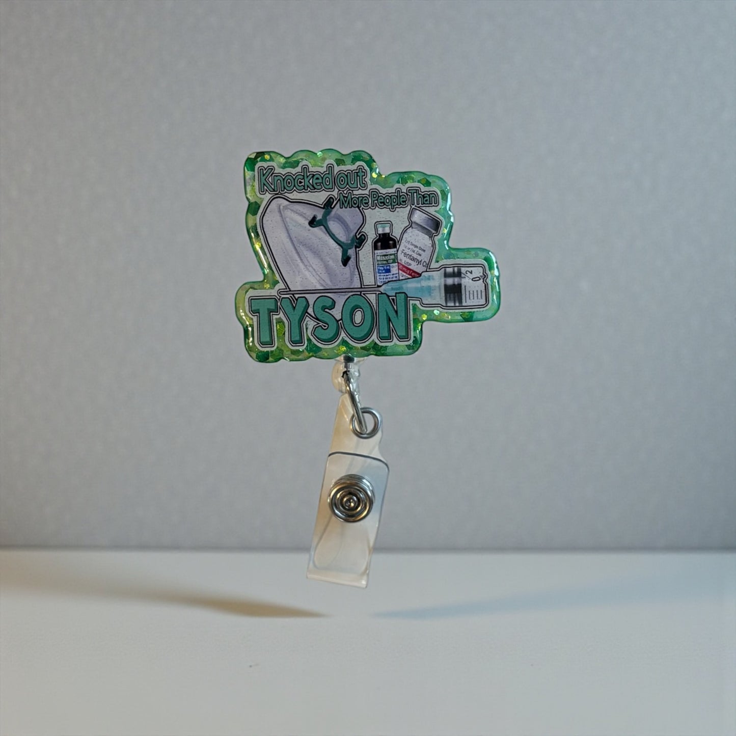 Anesthesia Badge Reel, Funny Knocked Out Like Tyson Badge, CRNA Nurse Badge Holder, Sedation OR Badge Clip, PACU Gift