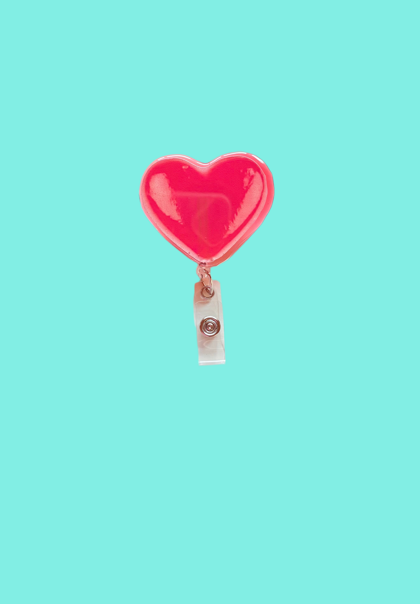 Red Heart Badge Reel – Valentine’s Day Retractable ID Holder