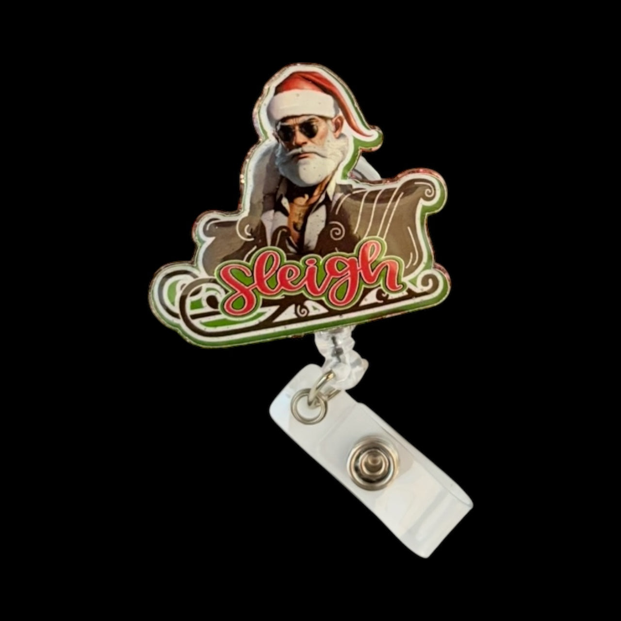 🎅 “Sleigh” Santa Badge Reel – Funny Christmas Retractable ID Holder