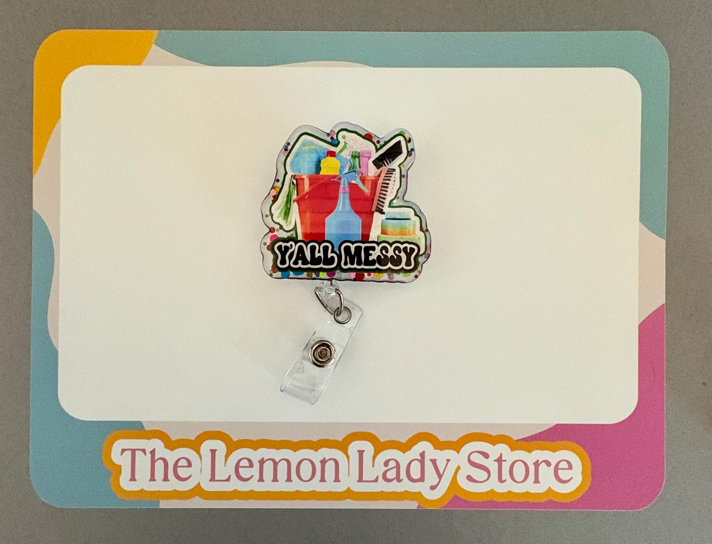 Glow-in-the-Dark EVS Badge Reel – Funny “Y’all Messy” Housekeeping Clip, Environmental Services ID Holder