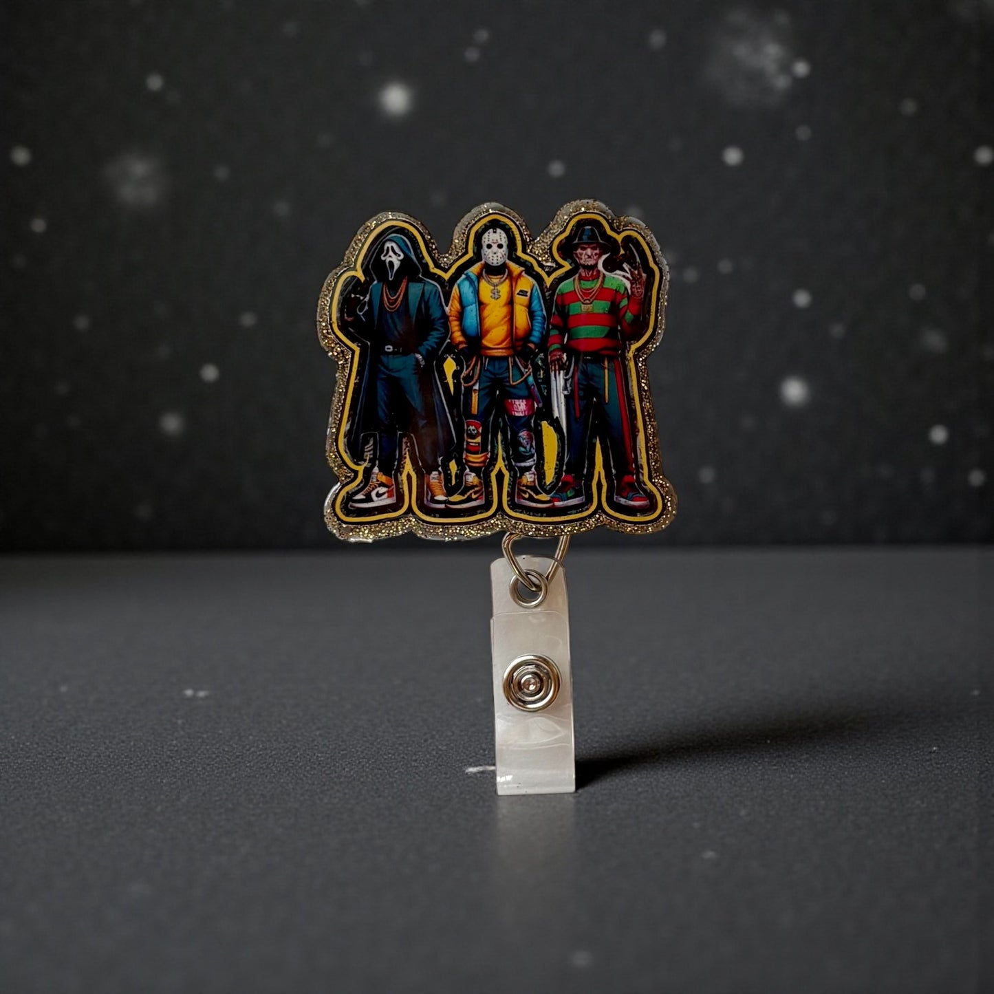 Horror Legends Badge Reel – Scary Movie Characters ID Holder