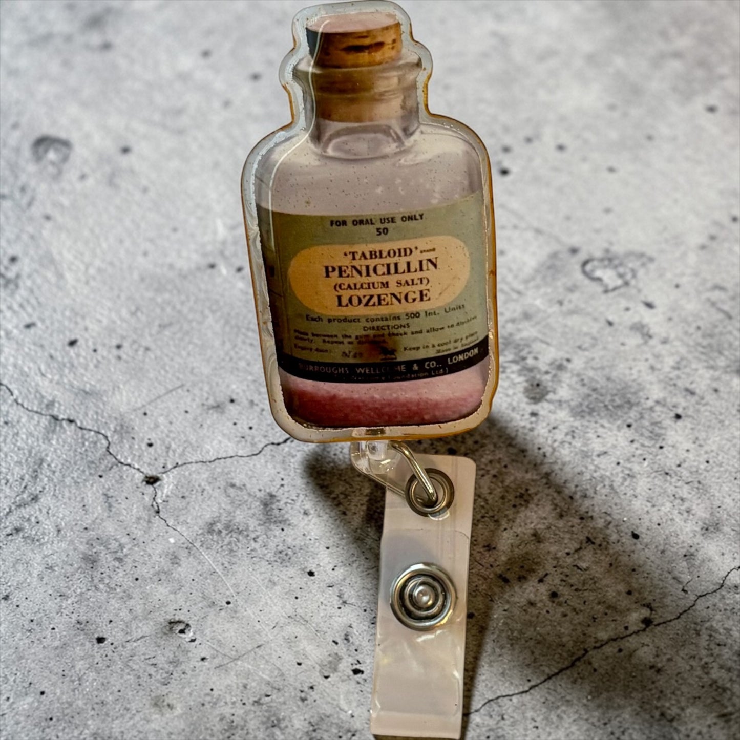 Vintage Apothecary Bottle Badge Reel | Retro Medical Badge Holder | Pharmacy & Nurse Badge Clip me