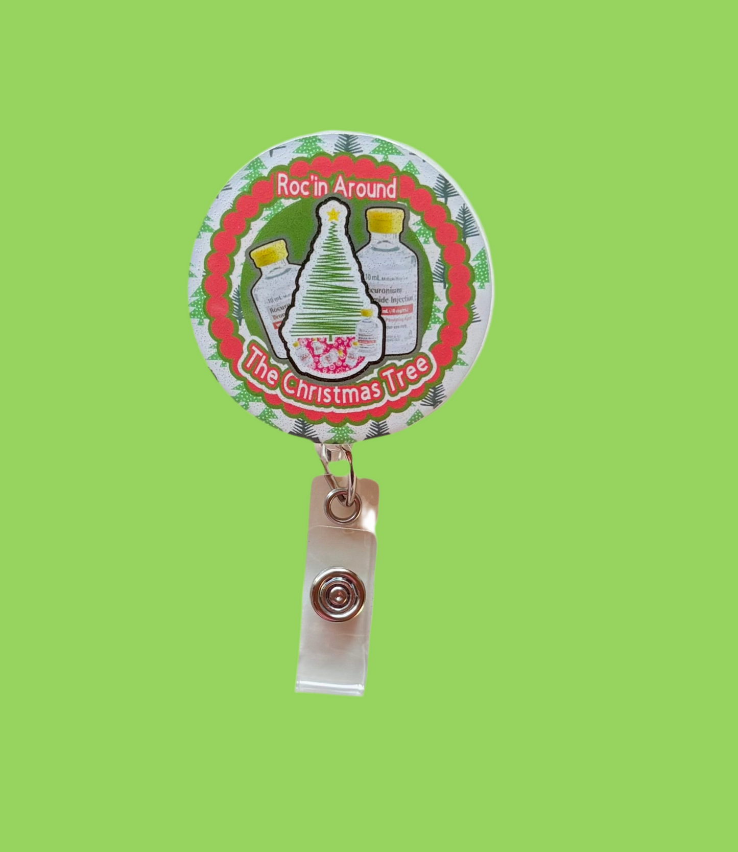 Roc’in Around the Christmas Tree Badge Reel – Funny Holiday Nurse ID Holder