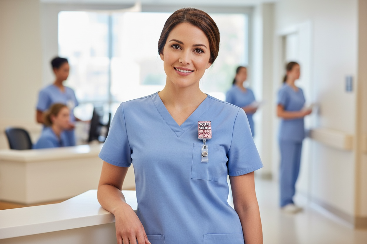 Funny Valentine’s Day EKG Retractable ID Holder