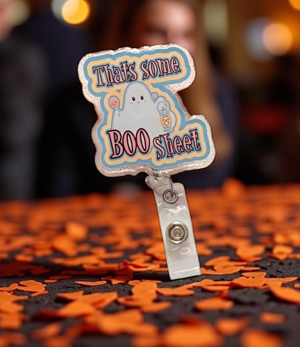 Boo Sheet Badge Reel – Funny Ghost Halloween Nurse Badge Holder with Retractable Clip