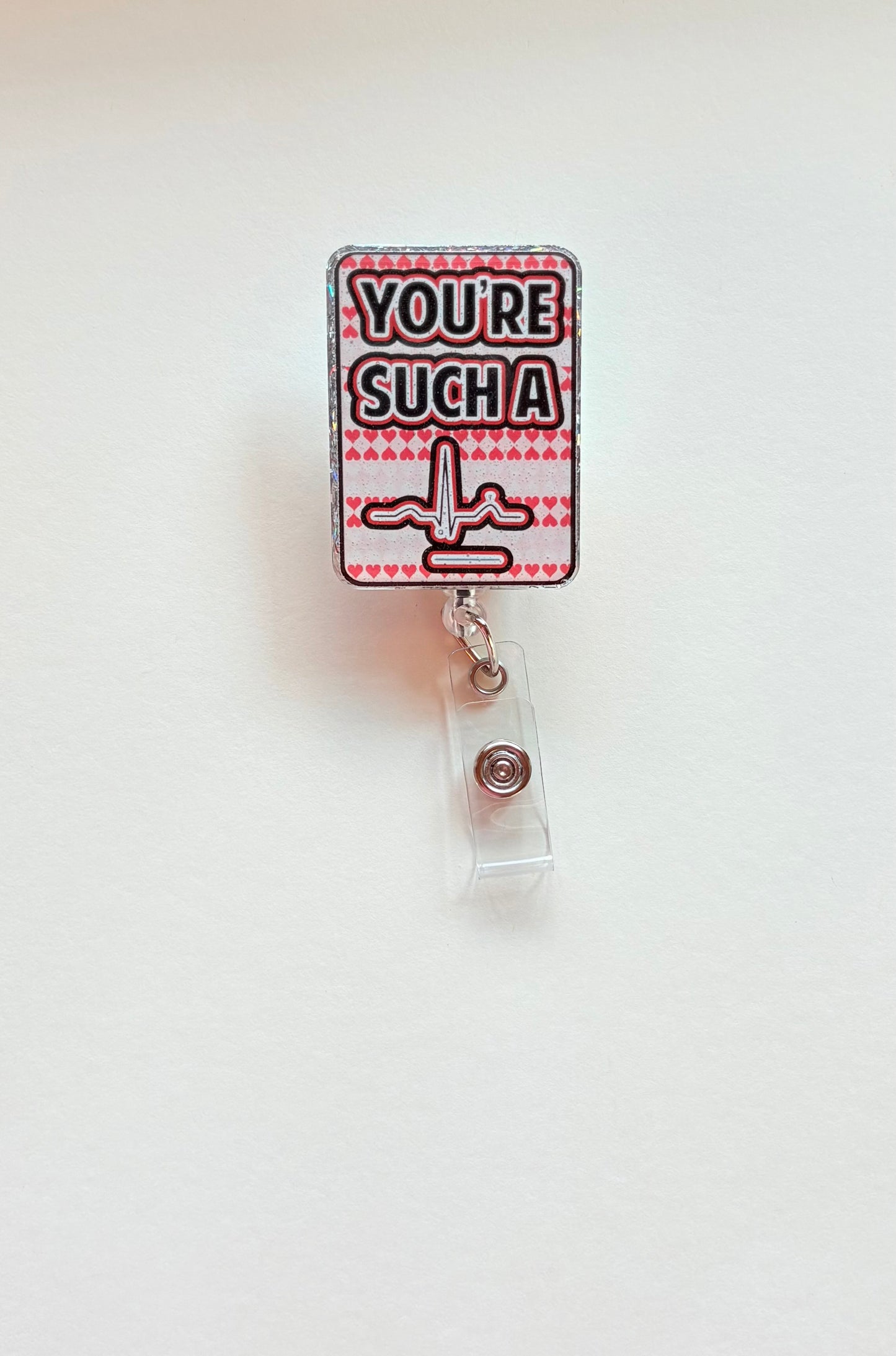 Funny Valentine’s Day EKG Retractable ID Holder