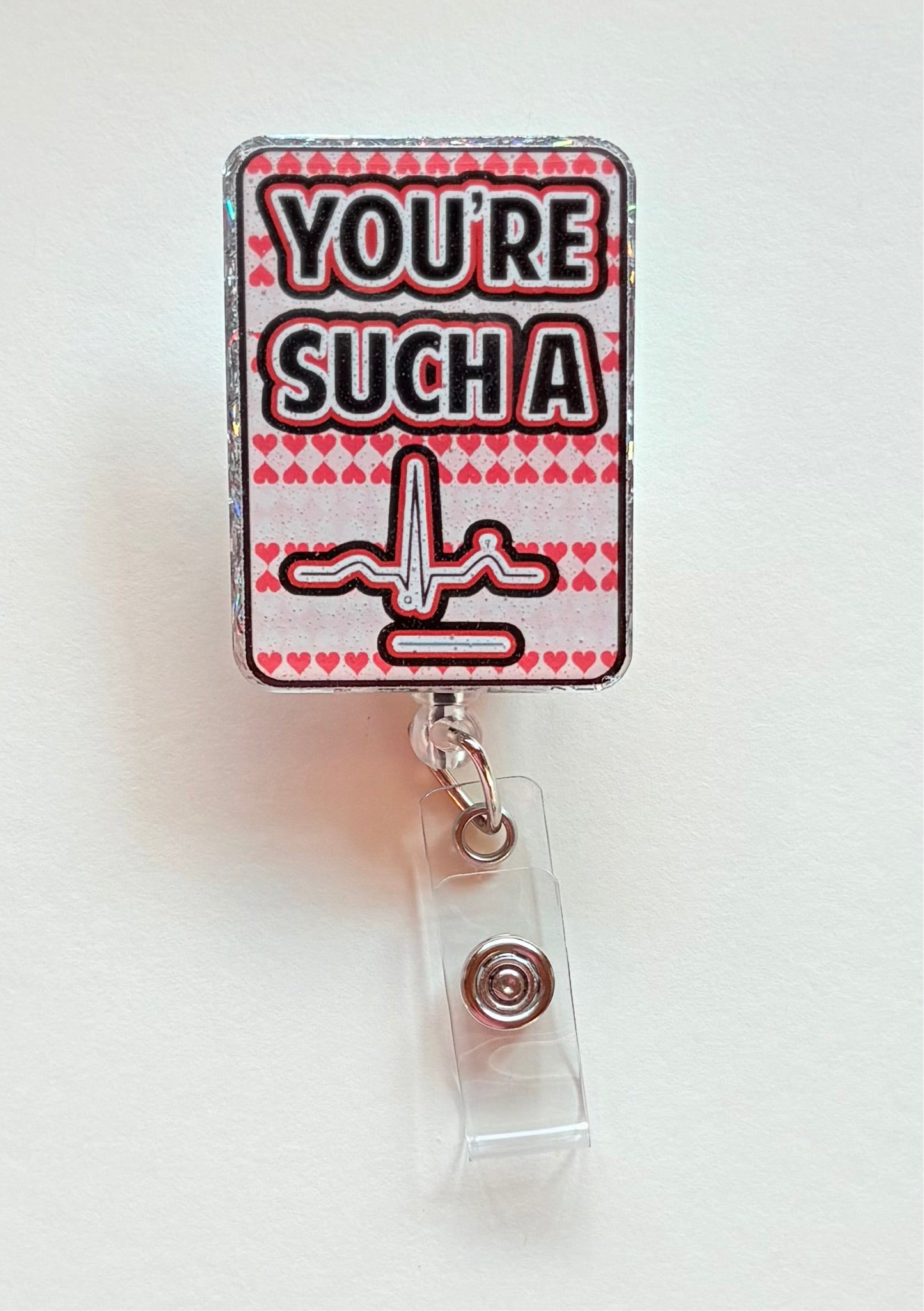 Funny Valentine’s Day EKG Retractable ID Holder