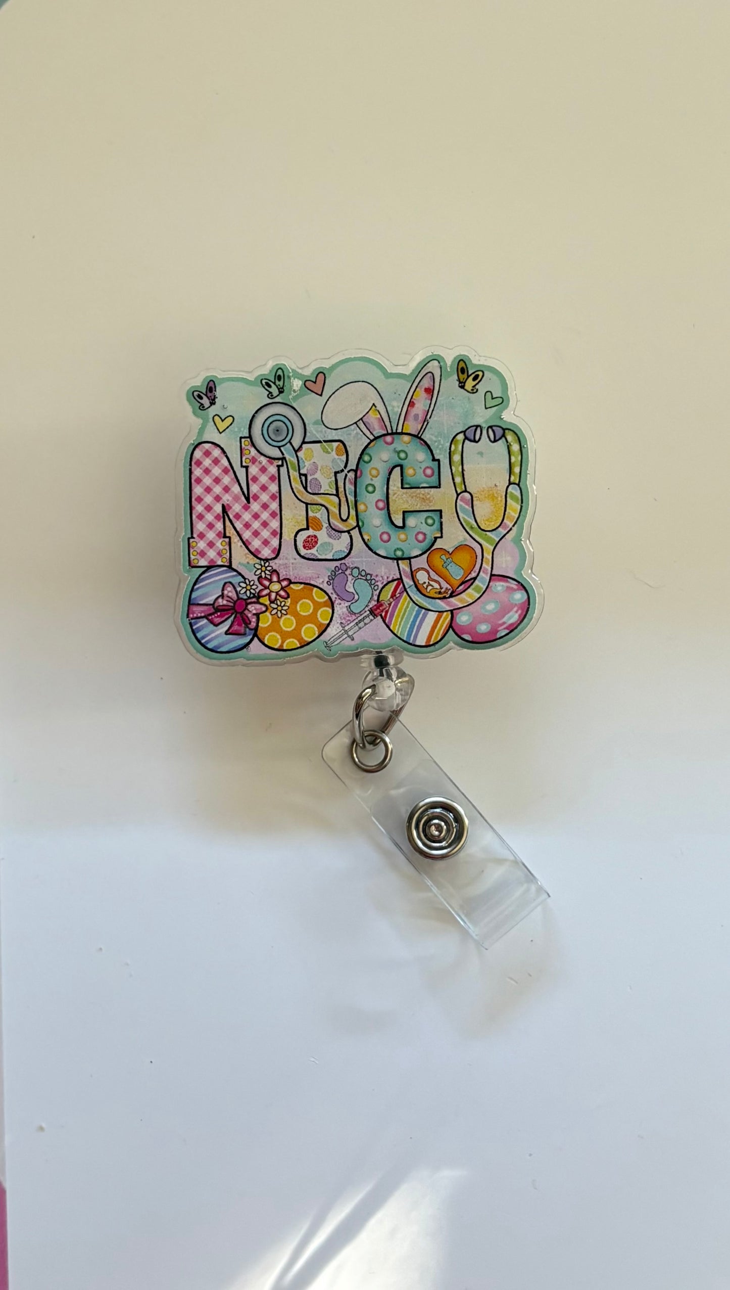 NICU Easter Badge Reel – Spring Bunny Egg Nurse ID Holder