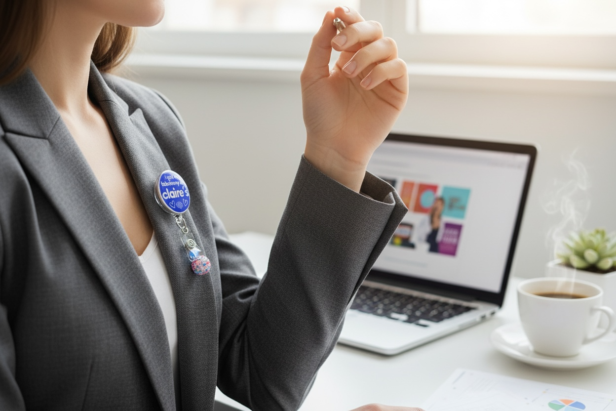 Claire’s Badge Reel – Funny Nurse Badge Clip, “I Got a Lobotomy at Claire’s” Reel, ER RN Humor, Nostalgia Nursing Gift