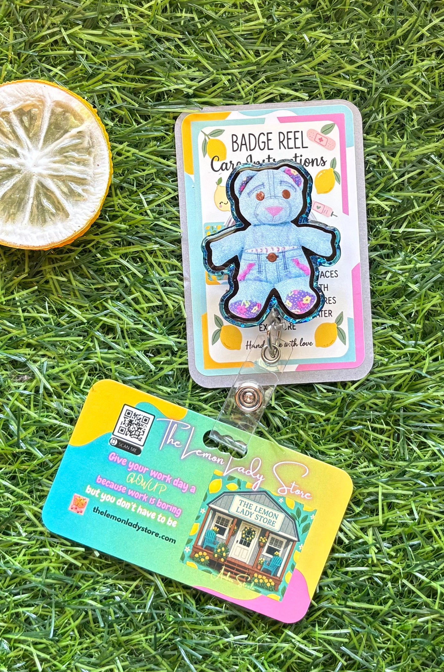 Doodle Bear Badge Reel | Nostalgia Badge Holder | Pediatric & NICU Badge Clip