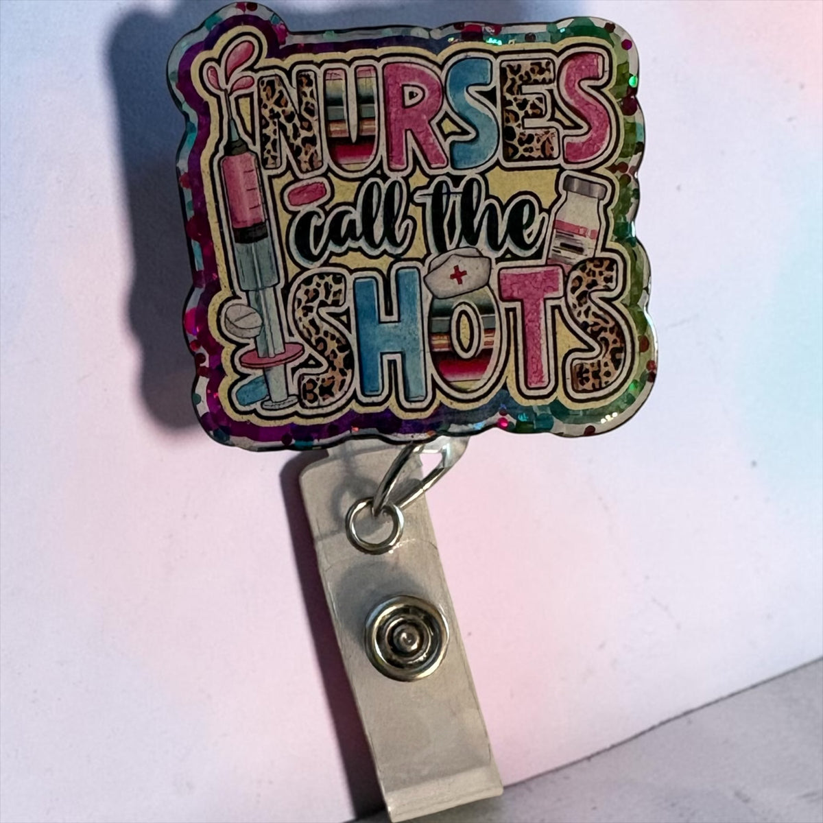 Nurses Call the Shots Badge Reel – Funny Nurse Badge, Cute Tassel ID Clip, RN/ER Gift Idea