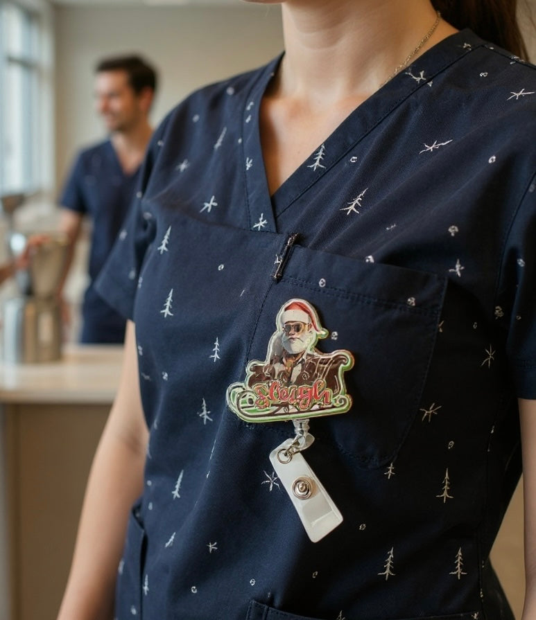 🎅 “Sleigh” Santa Badge Reel – Funny Christmas Retractable ID Holder