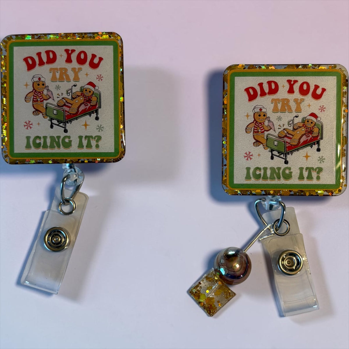 Funny Gingerbread Christmas Badge Reel – Holiday Nurse ID Clip, ER Nurse Gift, Medical Badge Holder for Winter Scrubs