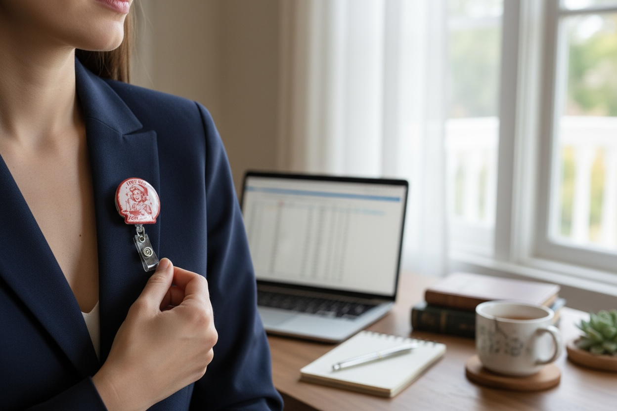 Funny Christmas Badge Reel – Retro “I Put Out for Santa” Nurse ID Holder
