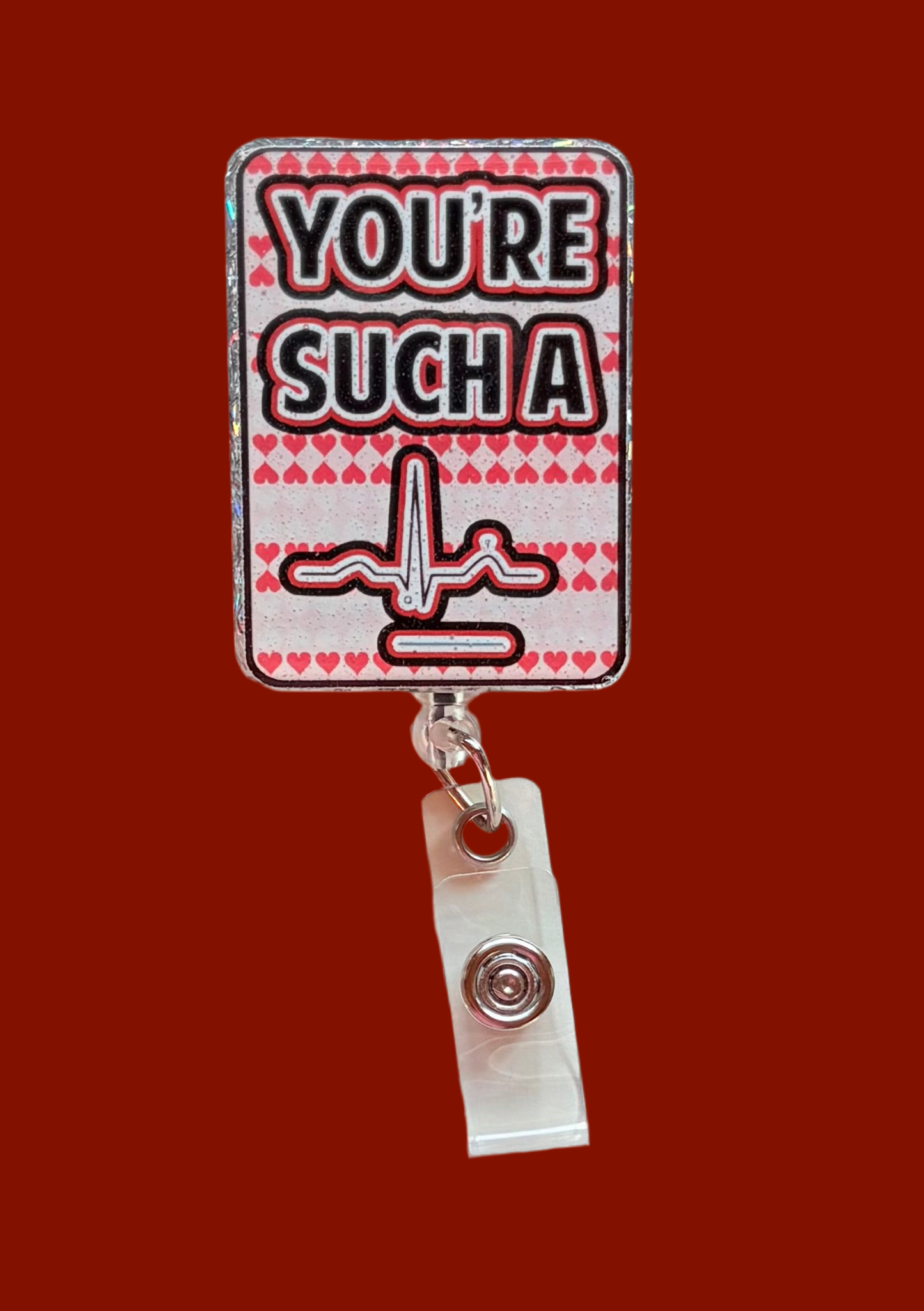 Funny Valentine’s Day EKG Retractable ID Holder