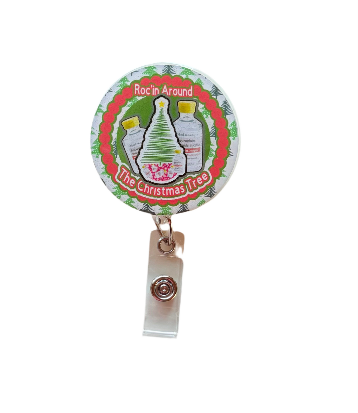 Roc’in Around the Christmas Tree Badge Reel – Funny Holiday Nurse ID Holder