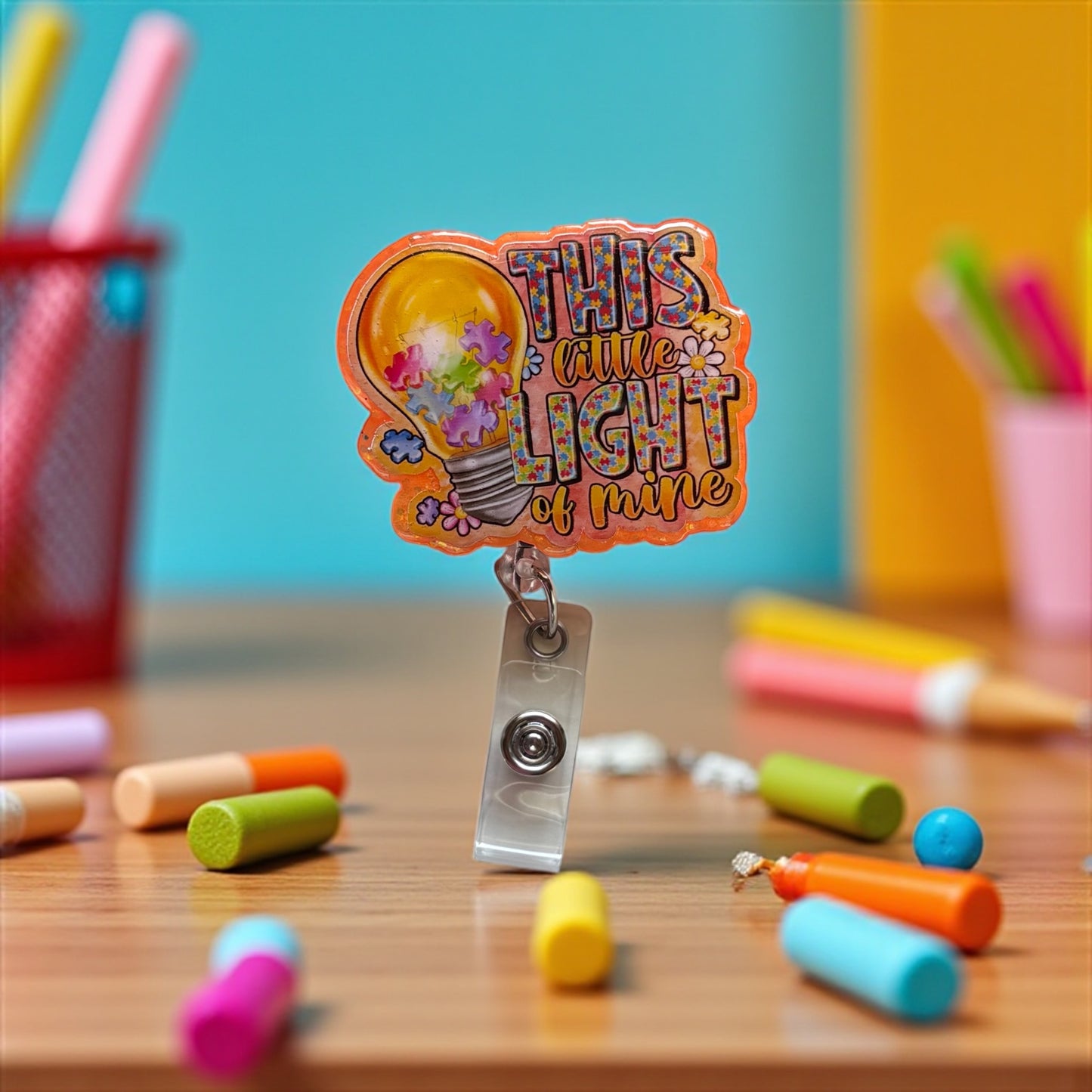 Autism Badge Reel- This Little Light of Mine Badge Reel