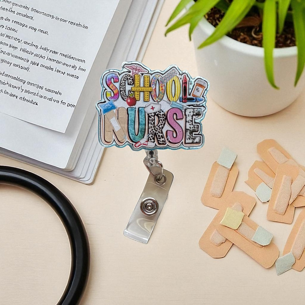 School Nurse Badge Reel – Cute Retractable ID Holder for Teachers & Healthcare