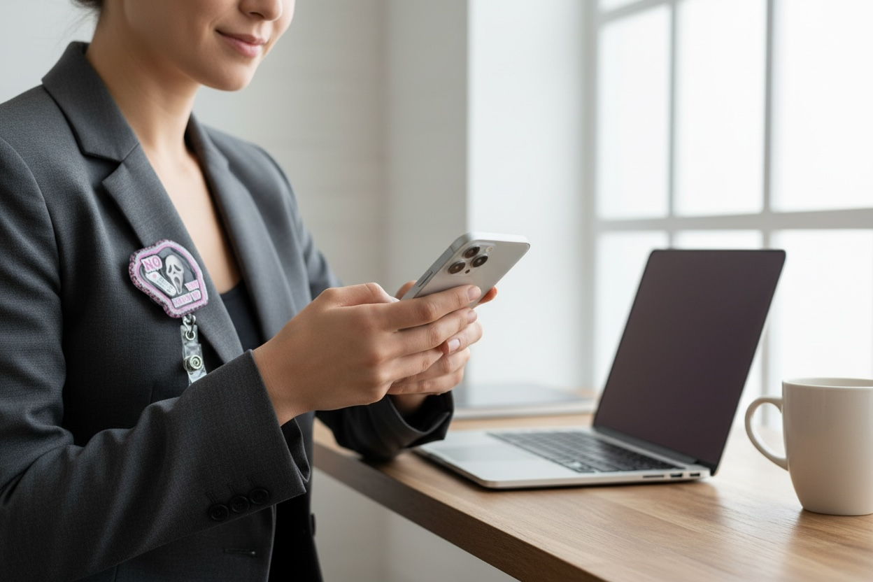 No You Hang Up – Retro Horror Phone Badge Reel