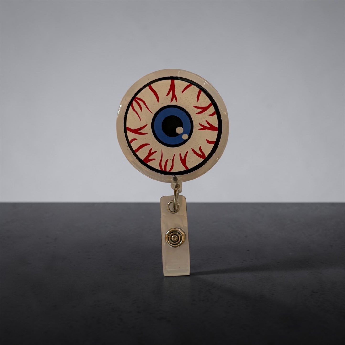 Funny Eyeball Badge Reel with Clear Eyes Charm | Retractable ID Holder for Nurses, Doctors & Healthcare Workers
