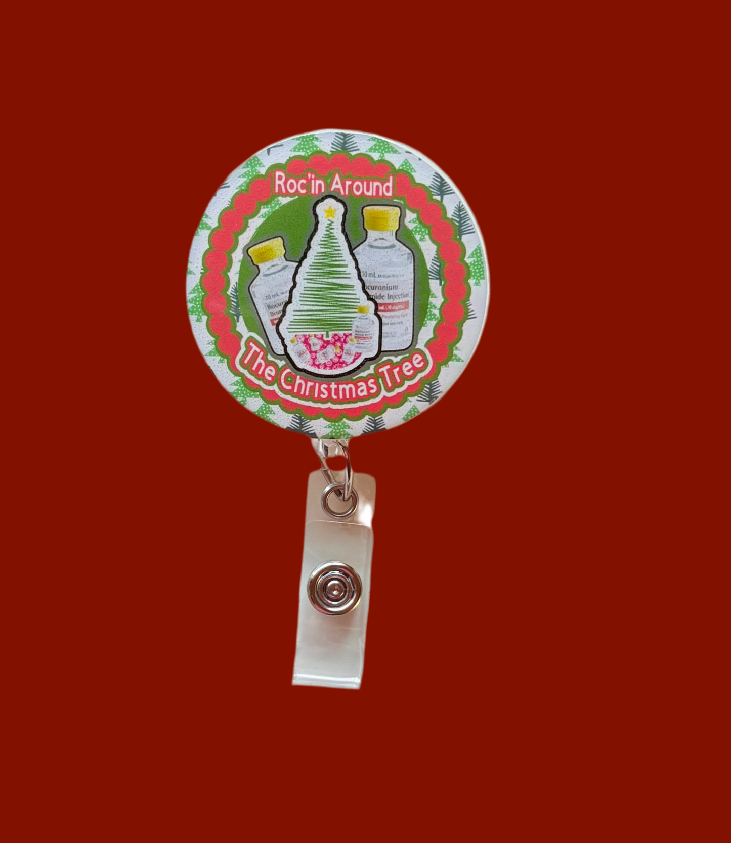 Roc’in Around the Christmas Tree Badge Reel – Funny Holiday Nurse ID Holder