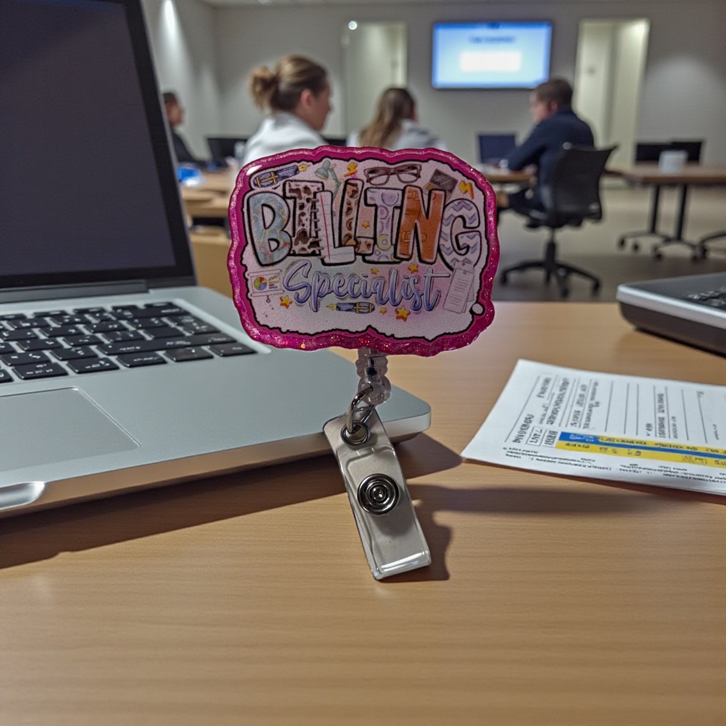 Billing Specialist Badge Reel β Cute Retractable ID Holder for Office & Medical Billing Shopify Description: