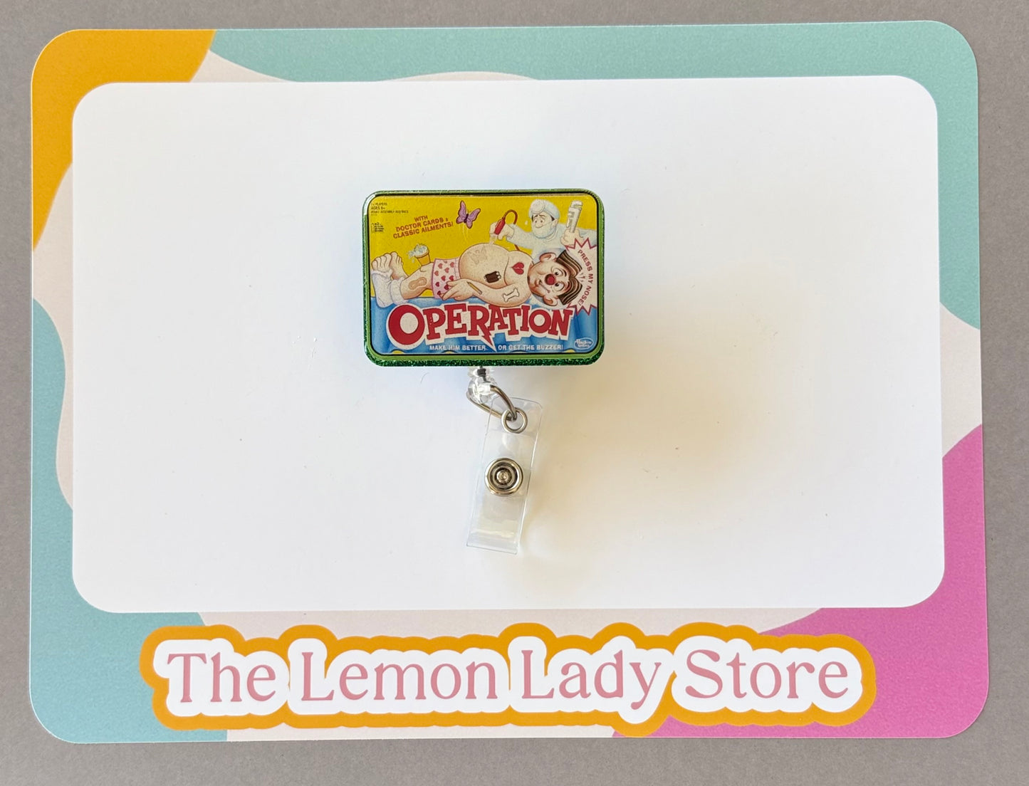 Operation Game Badge Reel – Retro 90s Nurse Gift, Funny Hospital ID Holder, Game Night Accessory