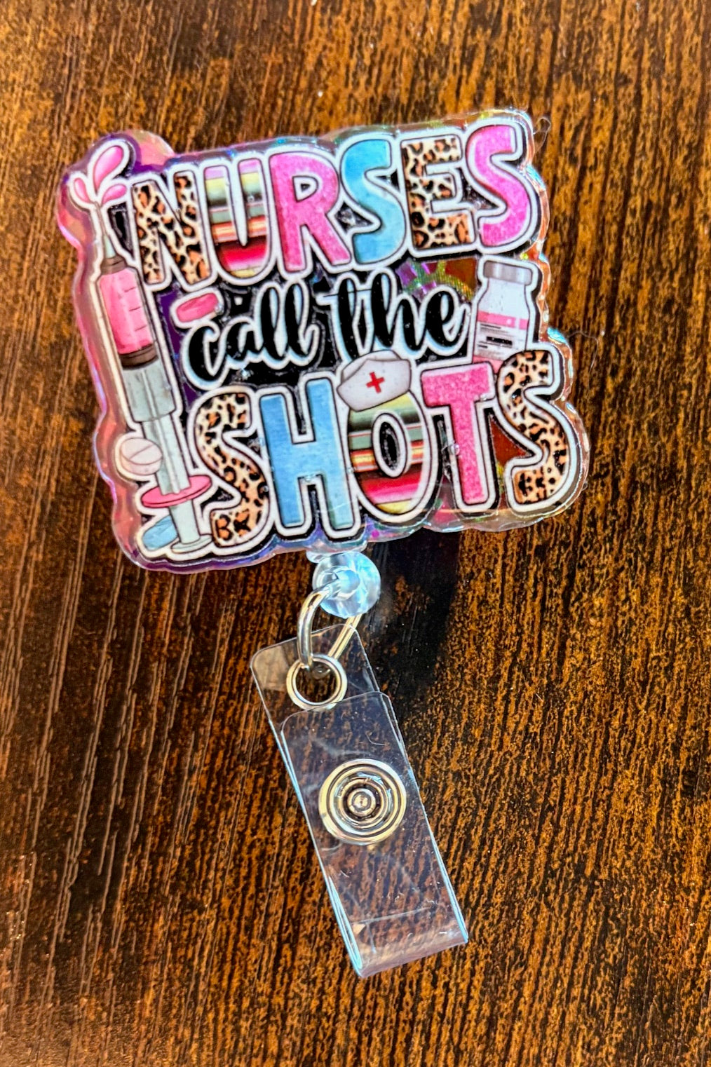Nurses Call the Shots Badge Reel – Funny Nurse Badge, Cute Tassel ID Clip, RN/ER Gift Idea