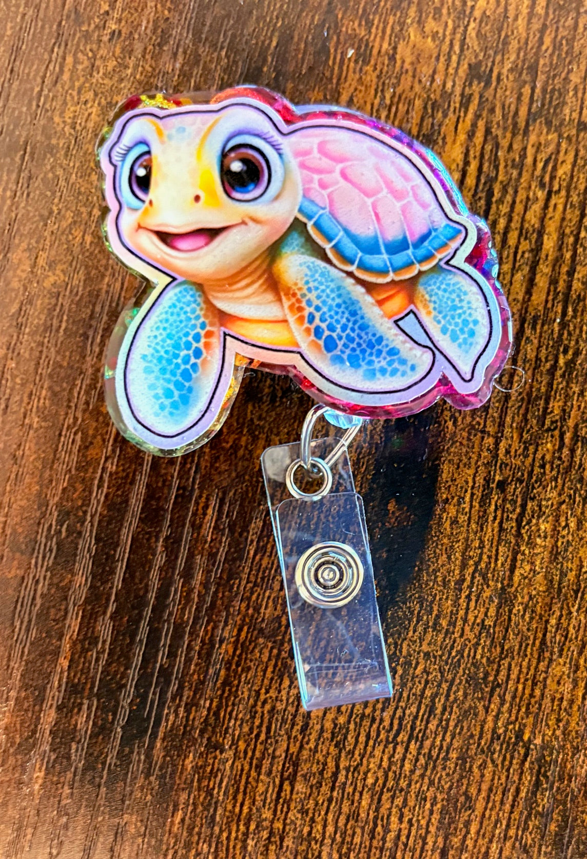 Cute Turtle Badge Reel β Colorful Retractable ID Holder with Adorable Sea Turtle Design