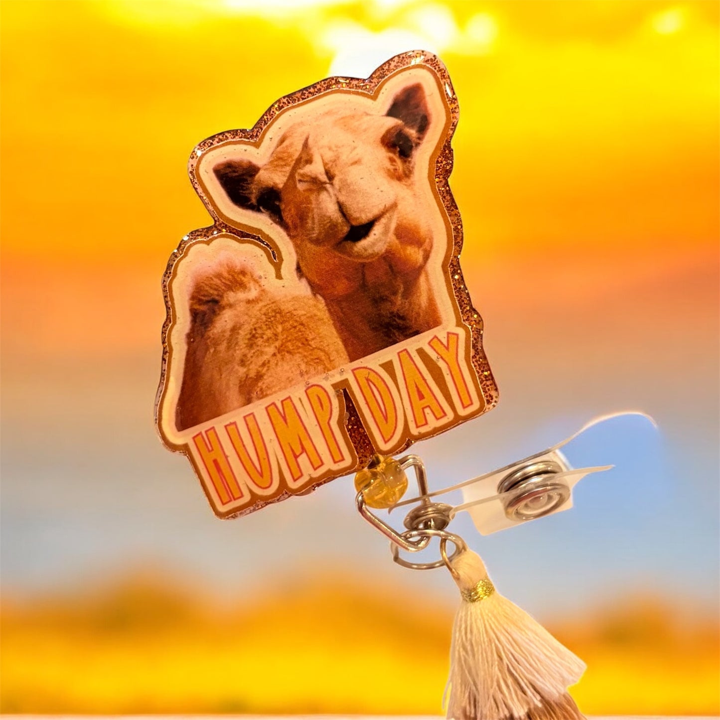 Hump Day Badge Reel – Funny Camel ID Clip, Midweek Work Humor, Nurse Badge Holder, Teacher Gift