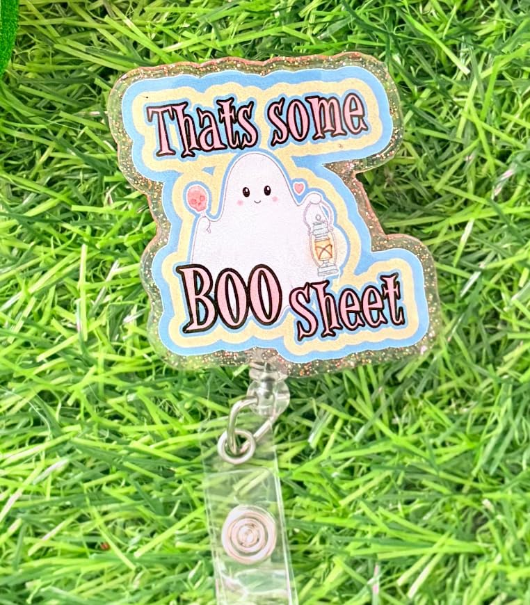 Boo Sheet Badge Reel – Funny Ghost Halloween Nurse Badge Holder with Retractable Clip