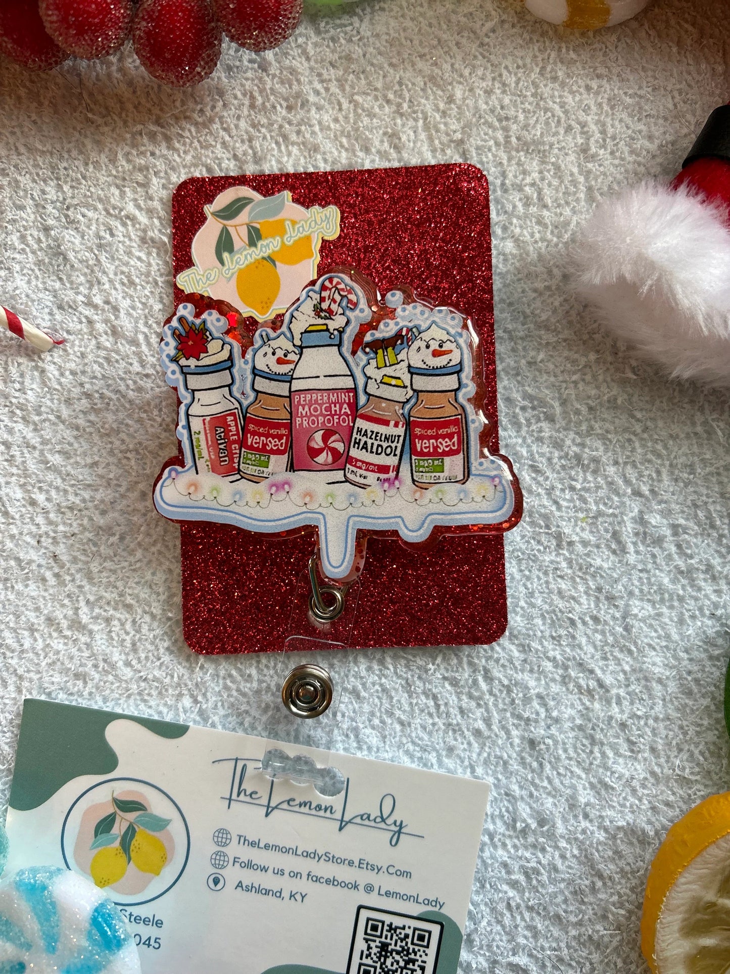 Funny Nurse Christmas Badge Reel – Propofol Sedation Badge Holder – Anesthesia Nurse Gift – Holiday ICU Badge Reel – CRNA, Nurse Badge Clip