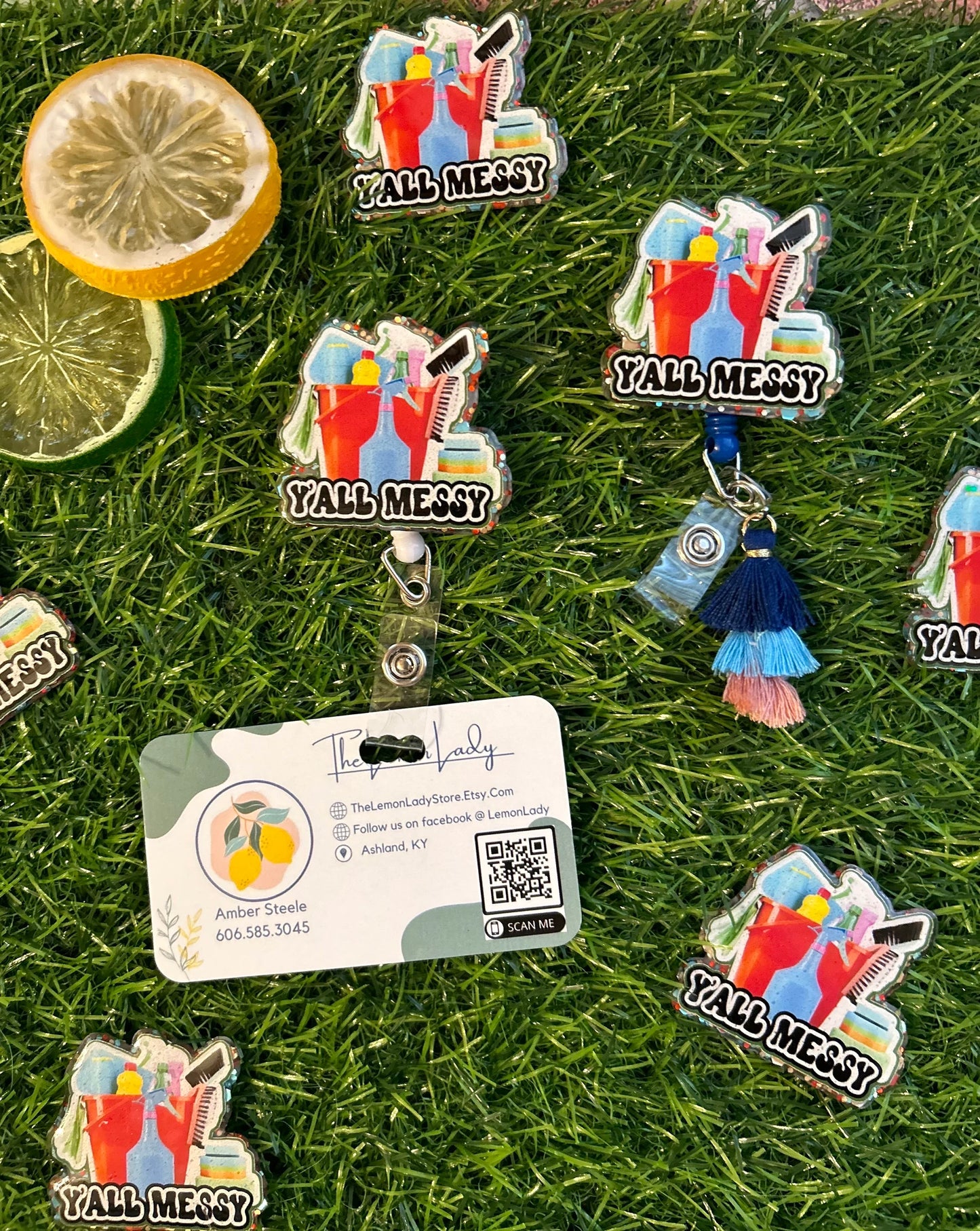 Glow-in-the-Dark EVS Badge Reel – Funny “Y’all Messy” Housekeeping Clip, Environmental Services ID Holder