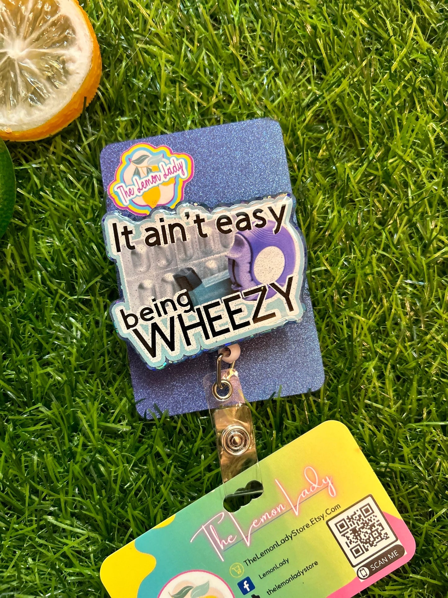 Respiratory Therapy Badge Reel – Funny Inhaler Badge Holder, RT Clip for Asthma Nurses, Wheezy Badge Reel, Respiratory Gift