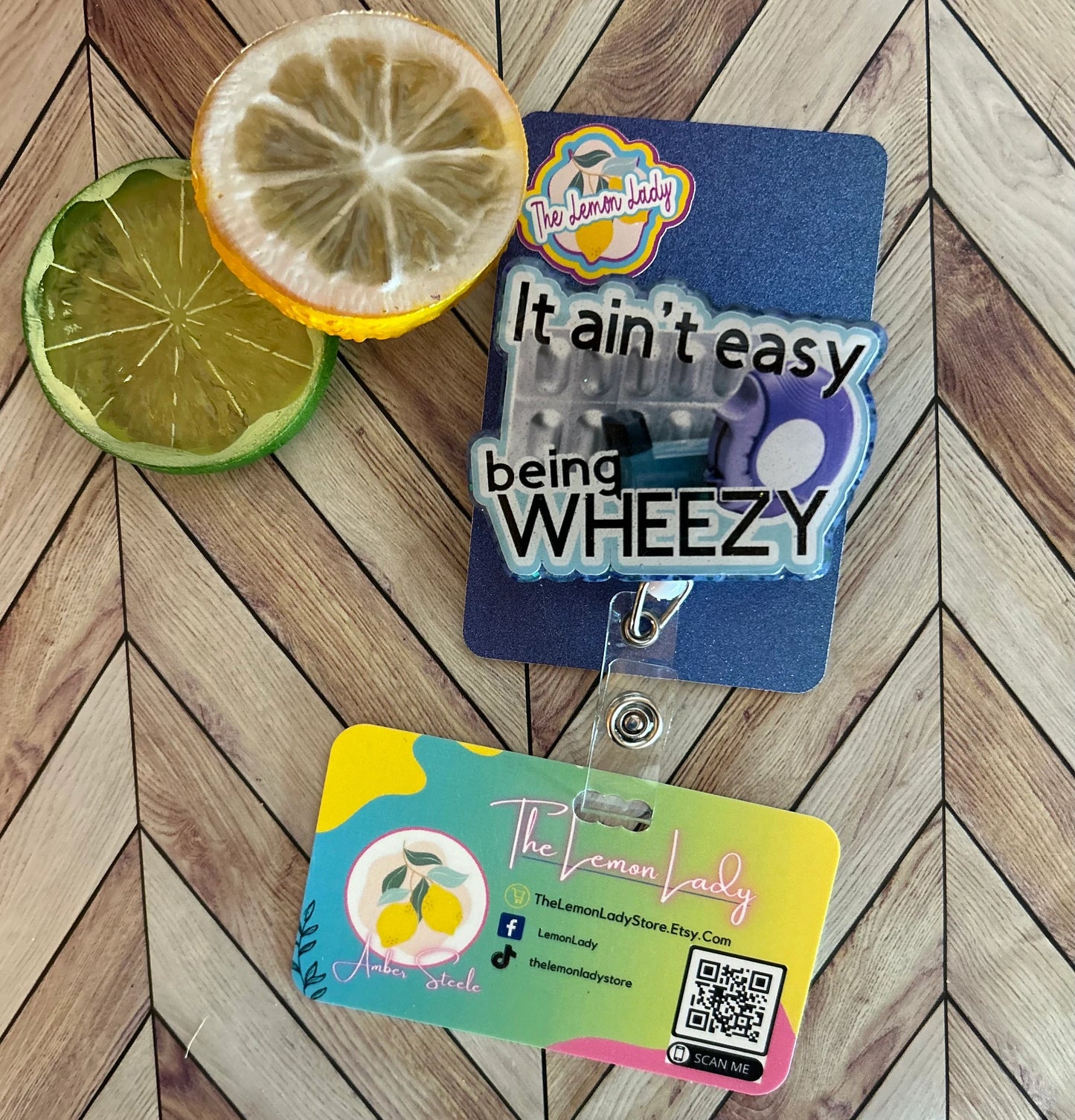 Respiratory Therapy Badge Reel – Funny Inhaler Badge Holder, RT Clip for Asthma Nurses, Wheezy Badge Reel, Respiratory Gift