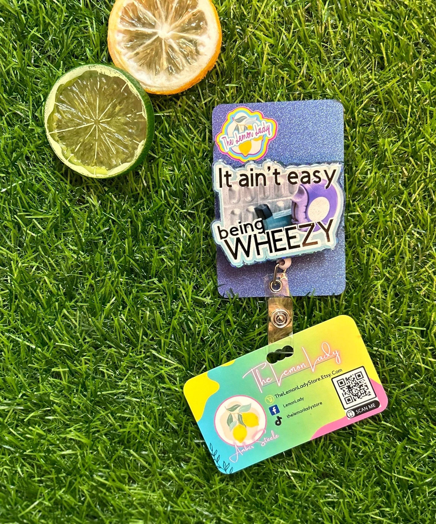 Respiratory Therapy Badge Reel – Funny Inhaler Badge Holder, RT Clip for Asthma Nurses, Wheezy Badge Reel, Respiratory Gift