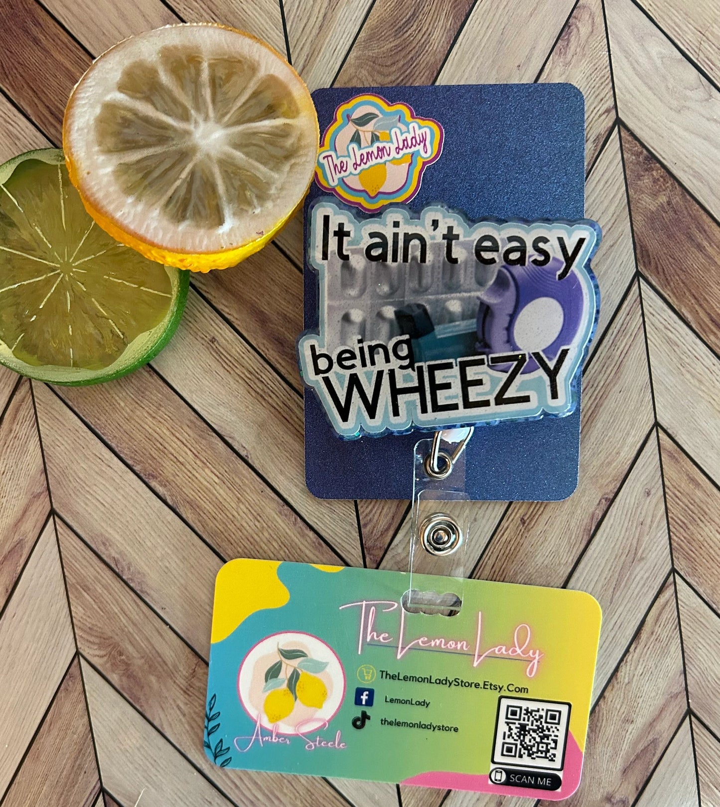 Respiratory Therapy Badge Reel – Funny Inhaler Badge Holder, RT Clip for Asthma Nurses, Wheezy Badge Reel, Respiratory Gift