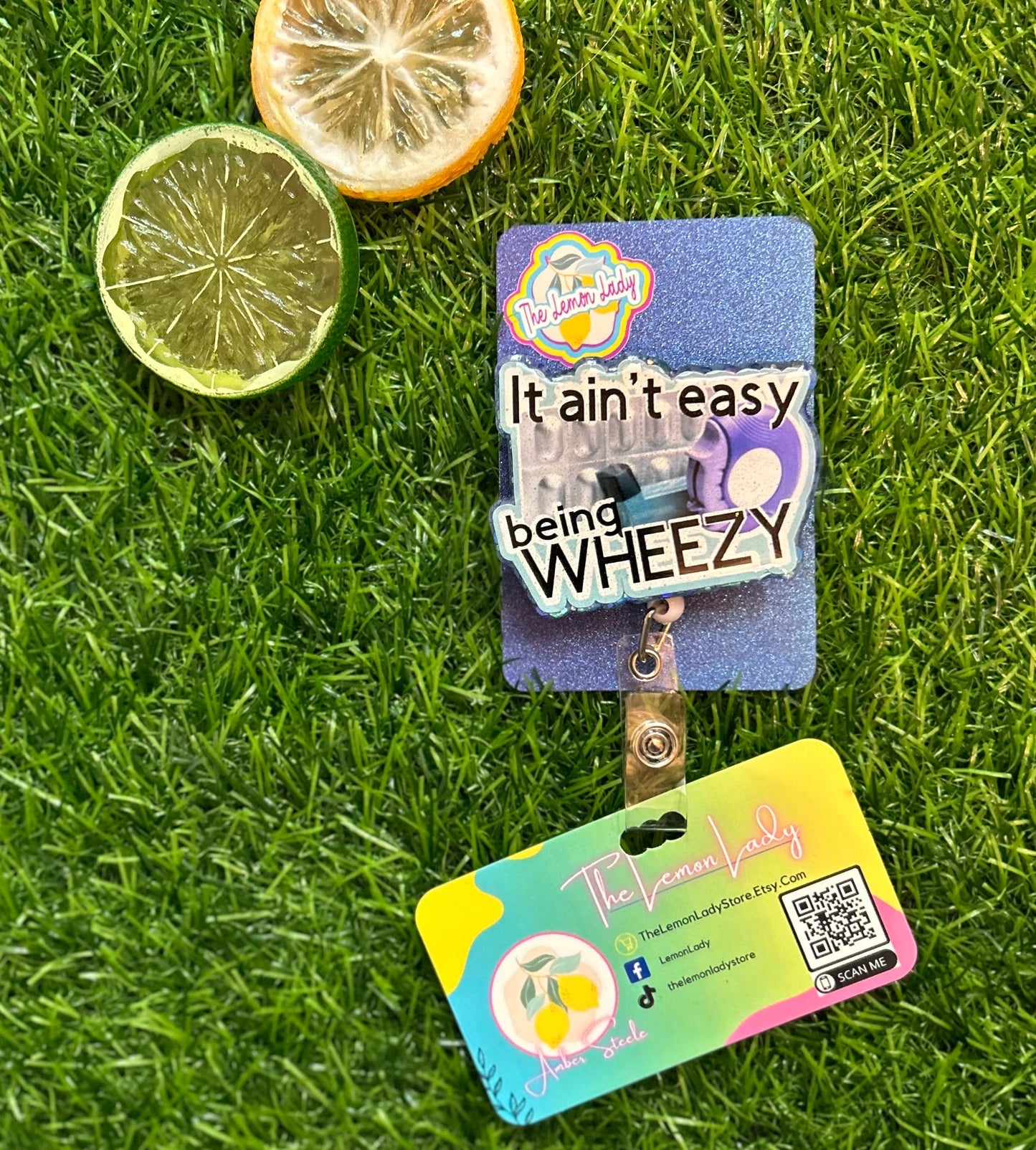 Respiratory Therapy Badge Reel – Funny Inhaler Badge Holder, RT Clip for Asthma Nurses, Wheezy Badge Reel, Respiratory Gift