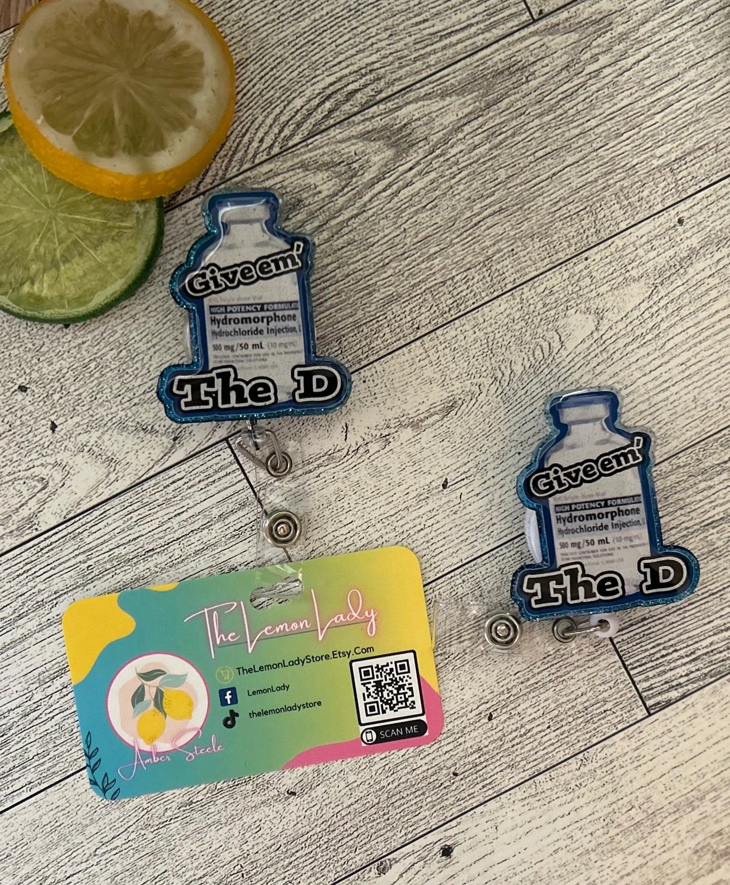 Dilaudid Badge Reel – Funny Nurse Badge Clip, “Give ‘Em the D” Reel, ICU ER RN Humor Gift, Medical Badge Holder