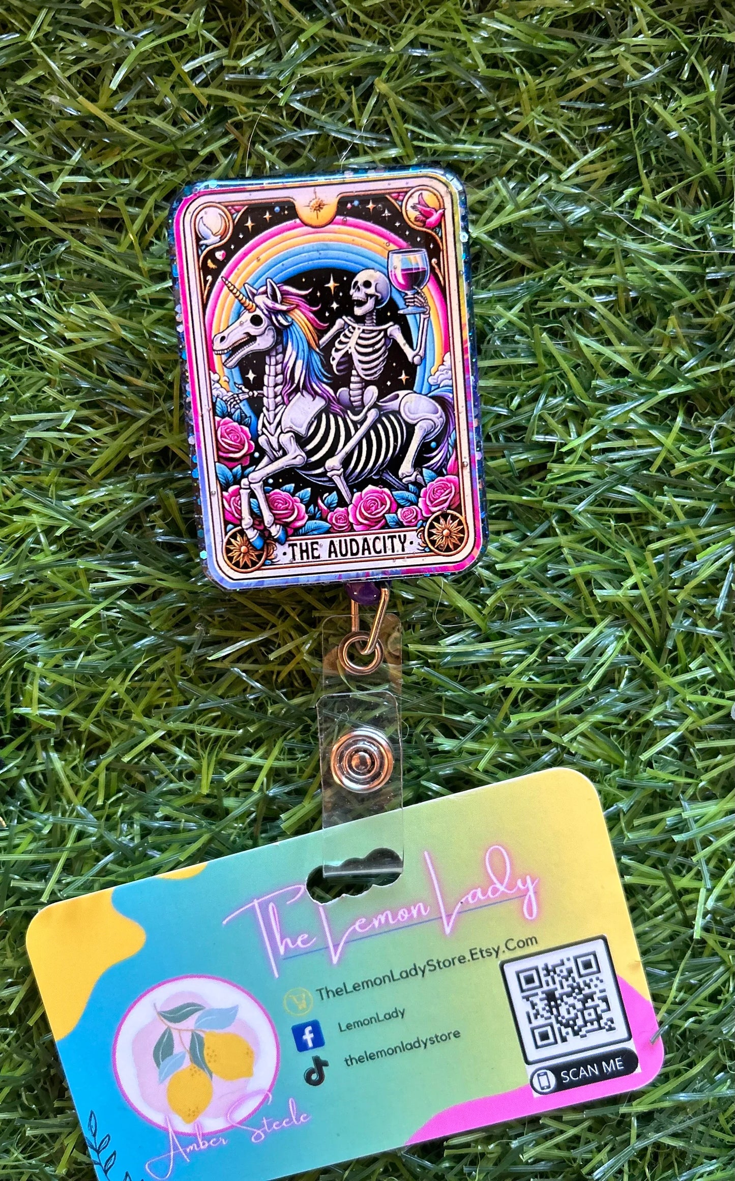 Funny Nurse Badge Reel – “The Audacity” Tarot Badge, Sarcastic Work ID Holder, Medical ID Badge for Healthcare Workers